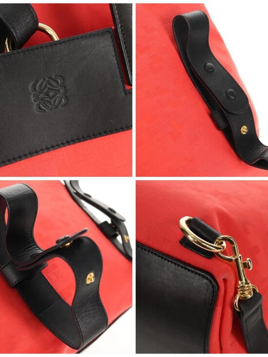LOEWE Backpack Canvas Black Red Auth main image 5
